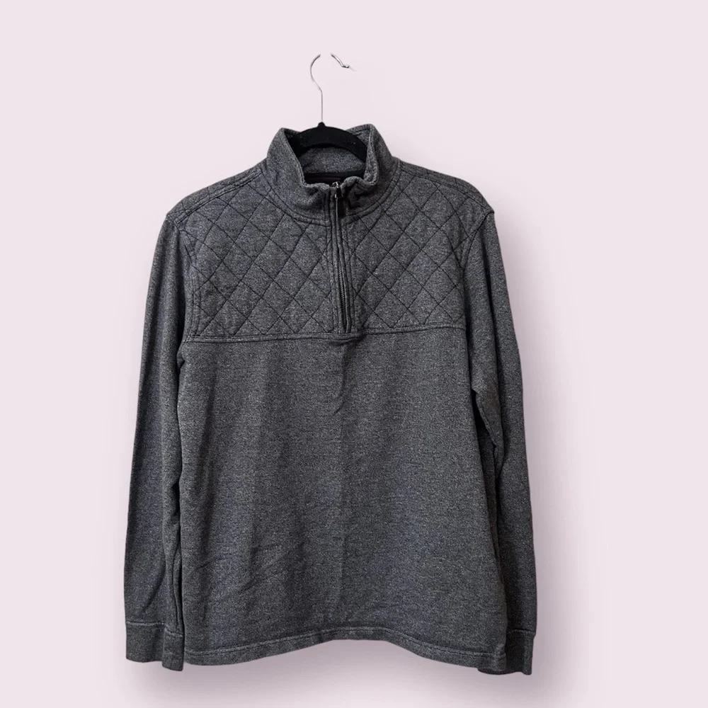 Banana Republic Mens Cotton Half Zip Long Sleeve Pullover Quilted Sweater Size L
